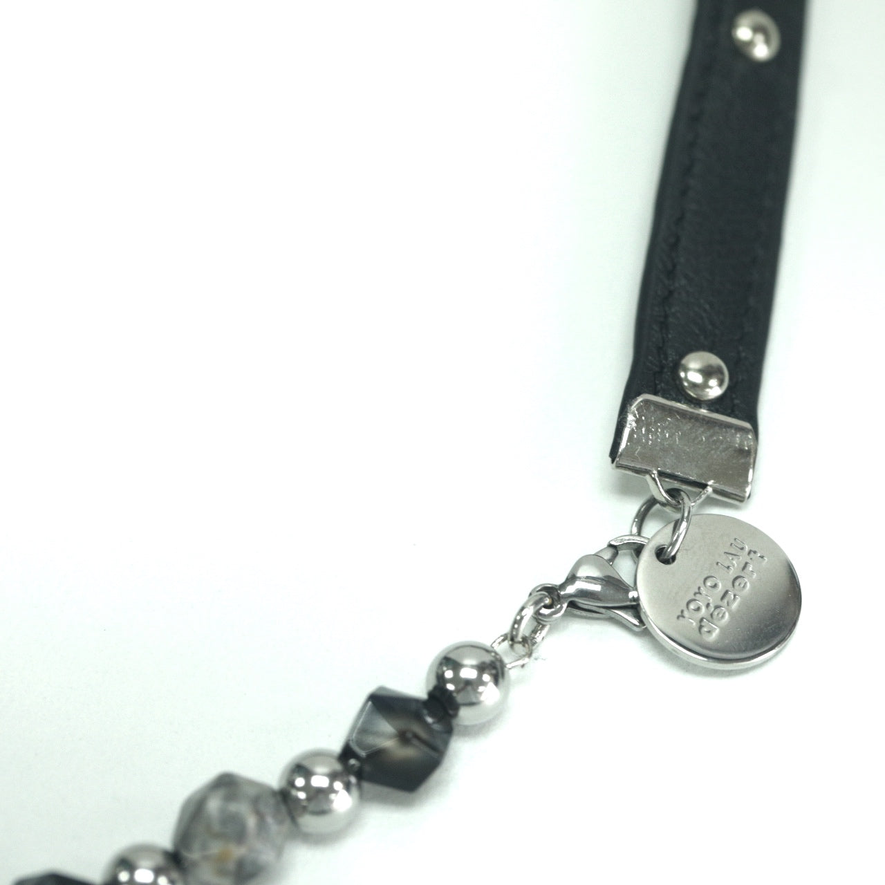 DISC - #8049 LEATHER + BEADS NECKLACE
