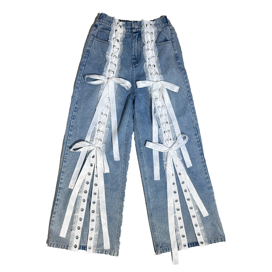 ILLUSTRATE YOUR HEART - ADULT RIBBON DENIM PANTS (PRE-ORDER ITEM)