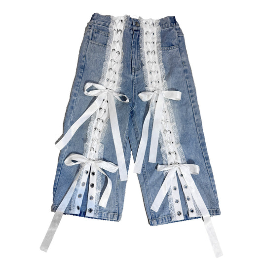 ILLUSTRATE YOUR HEART - KIDS RIBBON DENIM PANTS (PRE-ORDER ITEM)