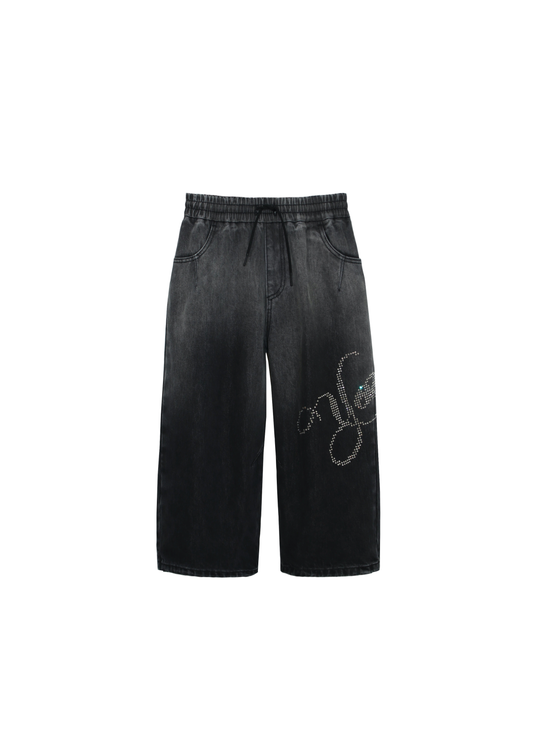 Yonder - Black and Gray Rhinestone Denim Pants (Kids)