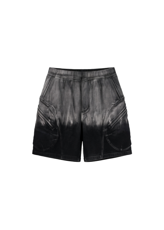 YONDER - Black and Gray Ombre Washed Shorts