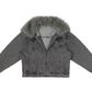 YONDER - Gray Faux Fur Denim Jacket