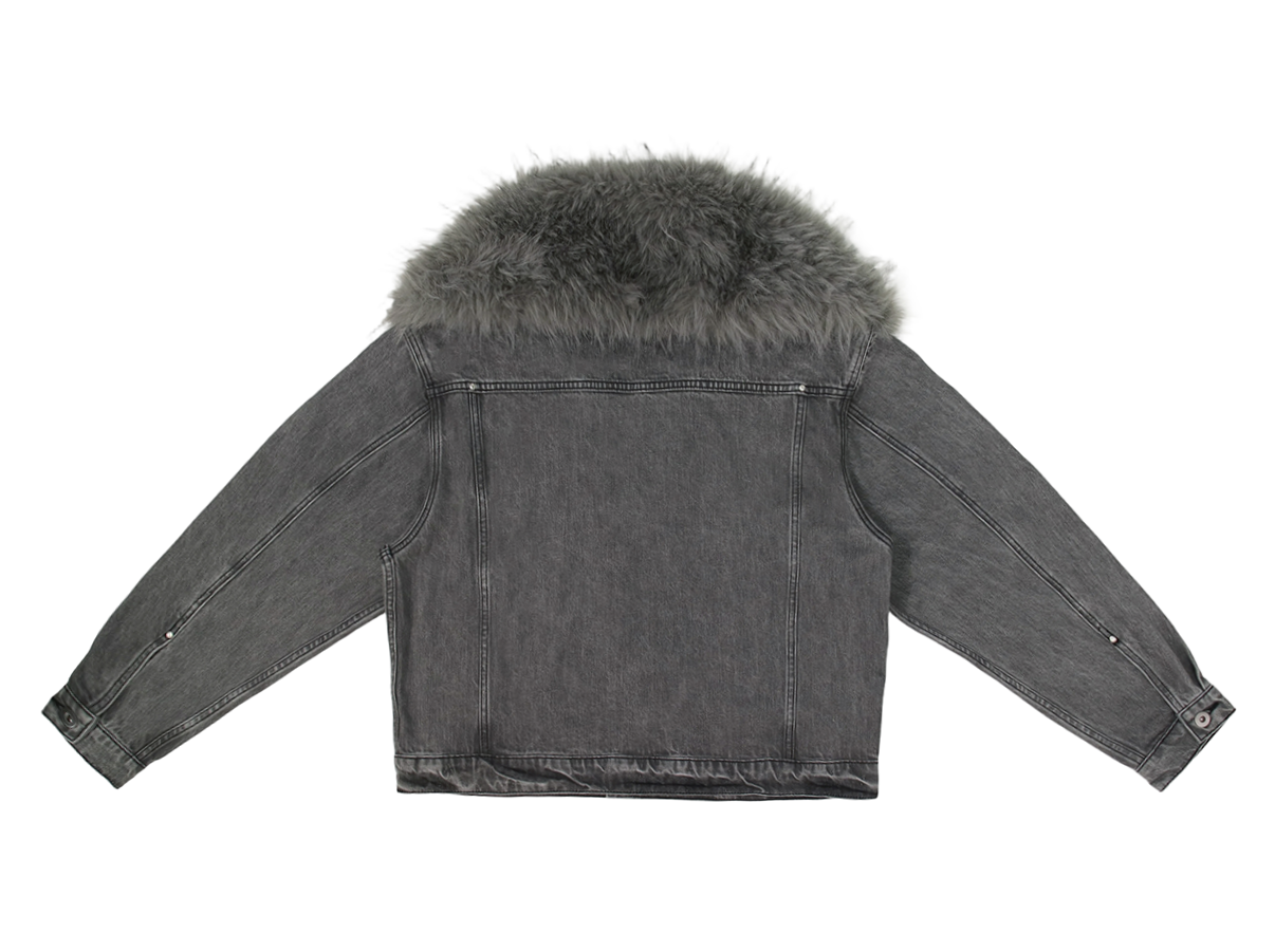 YONDER - Gray Faux Fur Denim Jacket