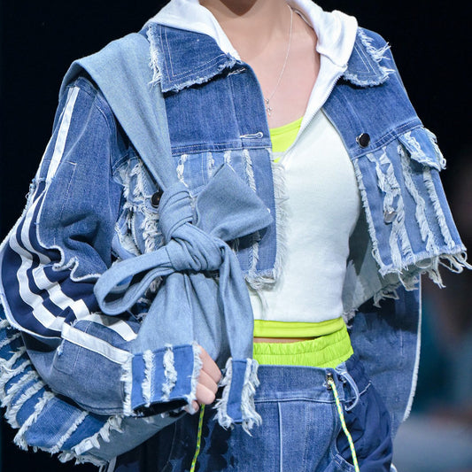 DEBRICS - STRIPE DENIM CROPPED JACKET