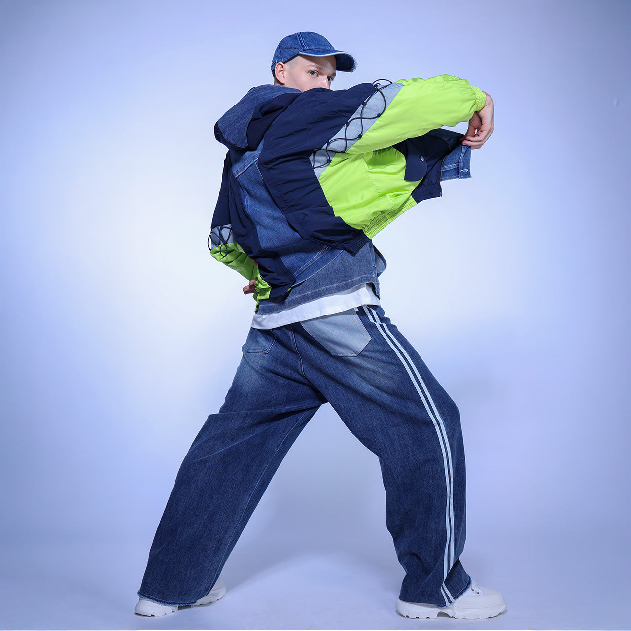 DEBRICS - DENIM MIX FABRIC OVERSIZE JACKET