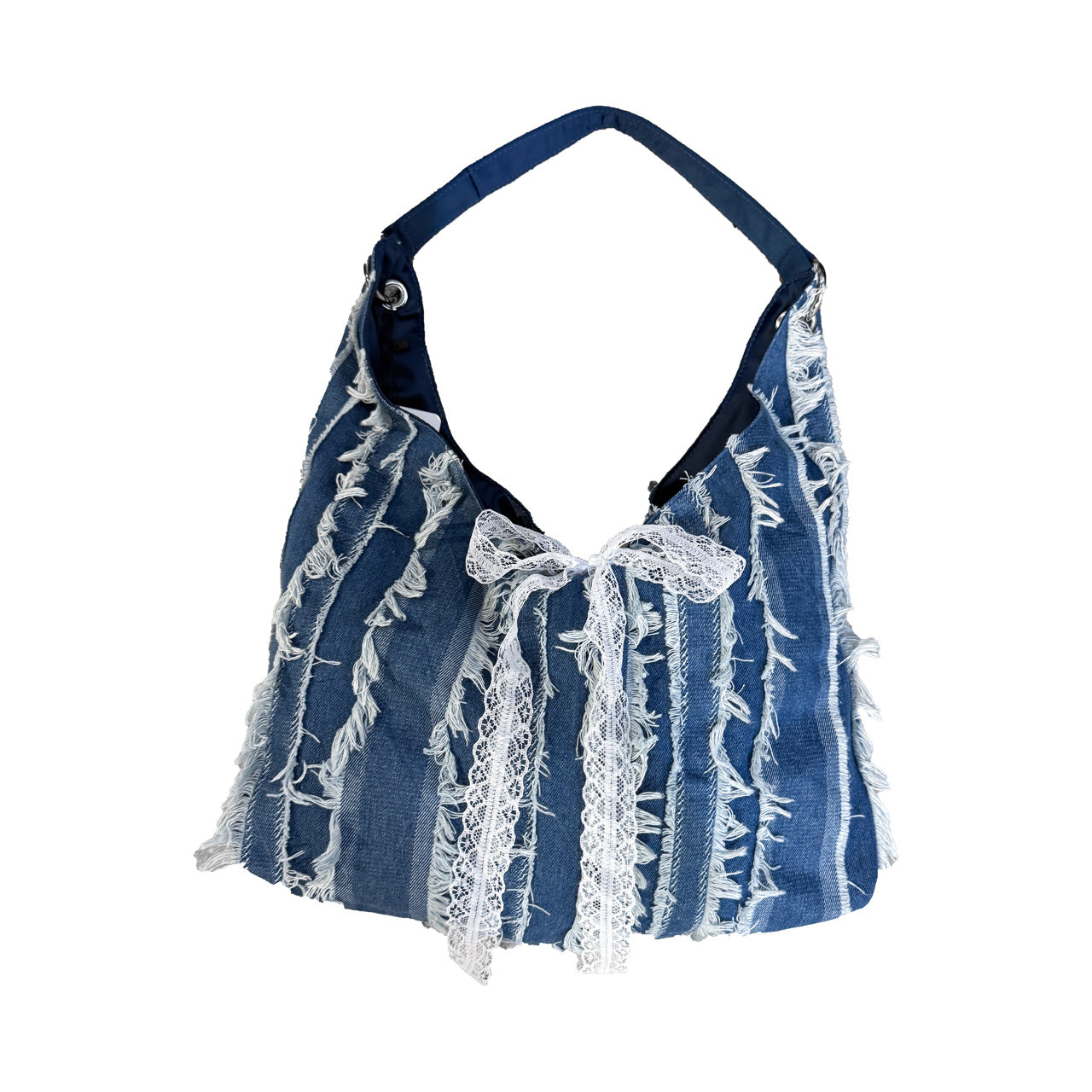 ILLUSTRATE YOUR HEART - RIBBON DENIM SANTIN REVERSIBLE BAG