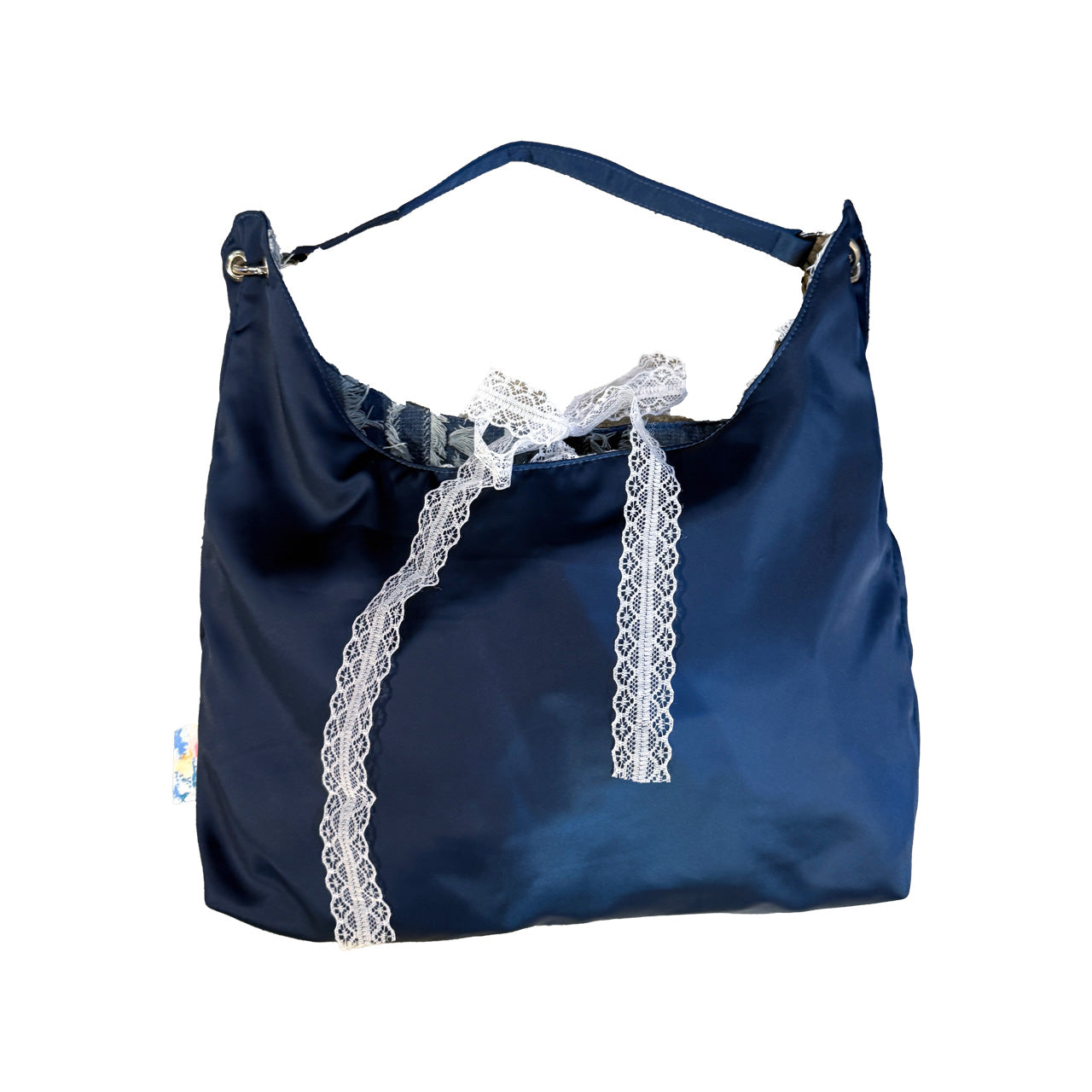ILLUSTRATE YOUR HEART - RIBBON DENIM SANTIN REVERSIBLE BAG