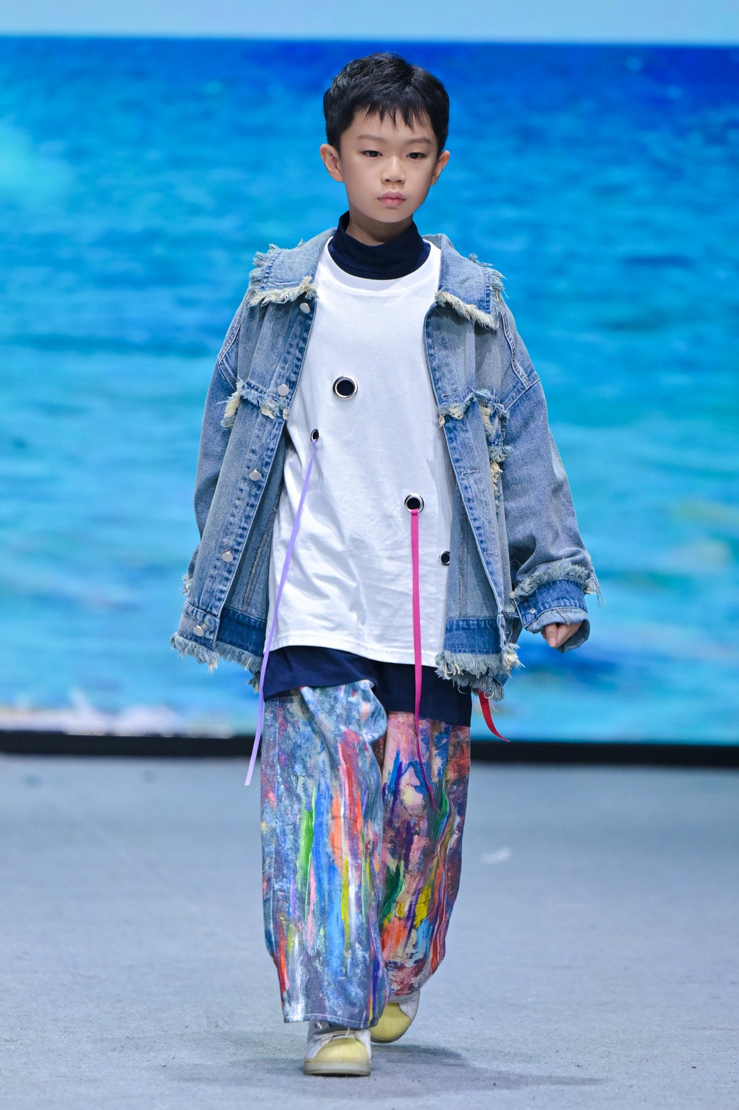 ILLUSTRATE YOUR HEART - STRIPE DENIM JACKET