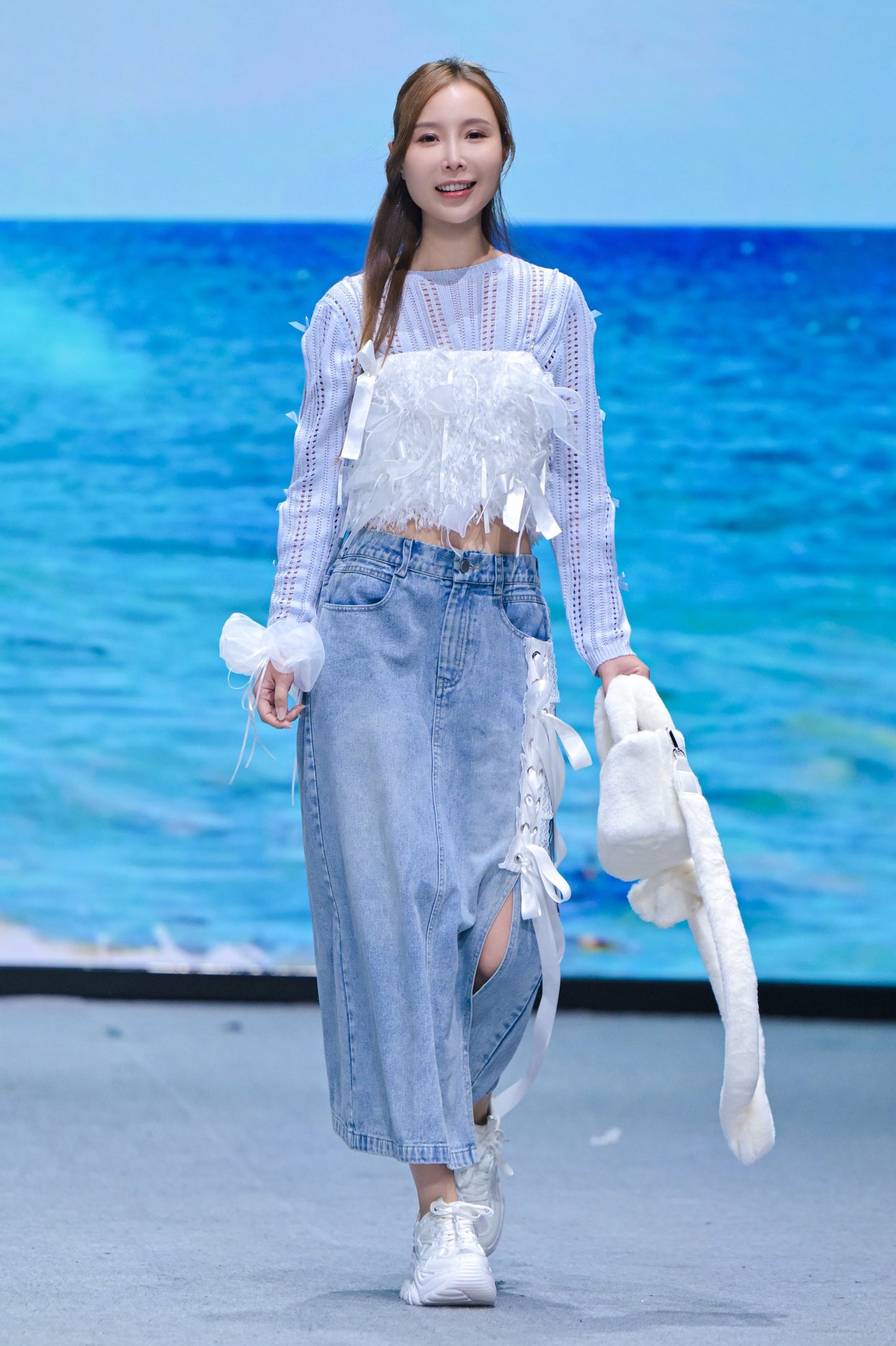 ILLUSTRATE YOUR HEART - RIBBON DENIM SKIRT (PRE-ORDER ITEM)